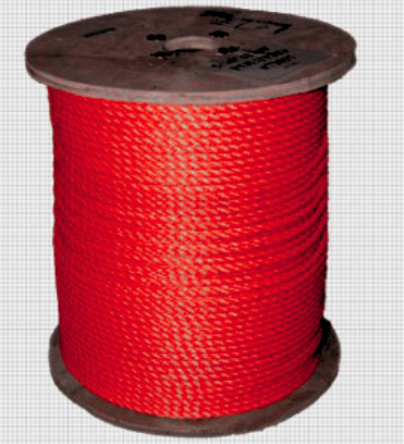 3/8" Solid Braid Red Derby Rope, 1,000'