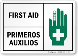 "First Aid" Bilingual (English/French) ANSI Safety Sign