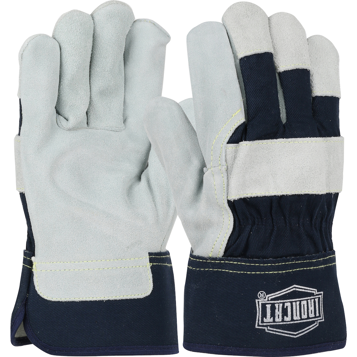 Ironcat® Premium Side Split Cowhide Leather Palm Glove with Canvas Back and Aramid Stitching